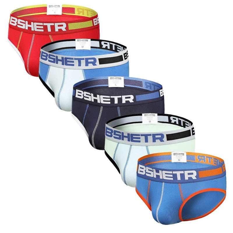BSHETR Men's Underwear Briefs 5-Pack Cotton Low Rise Multi Color Soft Underpant (Multi(5-Pack), X-Large 34"-36",86cm-91cm) - Image 1
